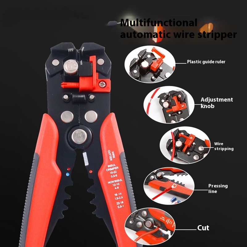 QR 80001 Wire Strippers, Self-Adjusting Crimper, electrical wire stripping tool
