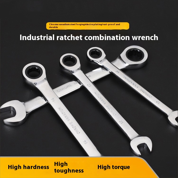 QR 11000  Ratcheting Combination Wrench SAE 72 Teeth 12 Point Ratchet Box Ended Spanner Tools, Cr-V