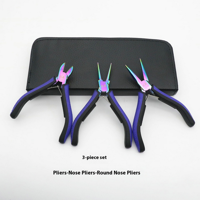 QR170013 3pcJewelry Pliers Tools with Needle/Chain Nose Pliers, Round Nose Pliers and Wire Cutter 