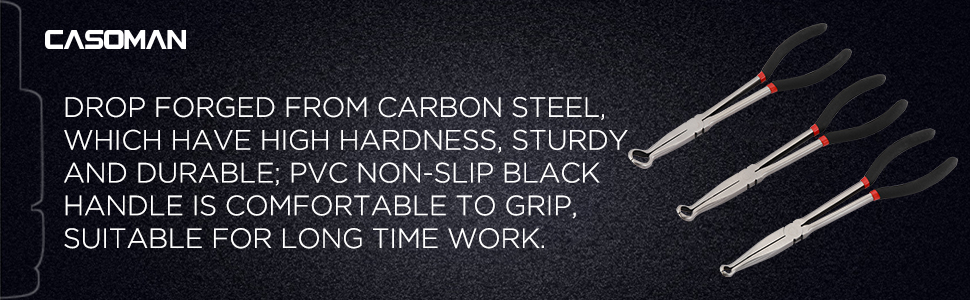 Drop forged from carbon steel, which have high hardness, sturdy and durable; PVC non-slip black h